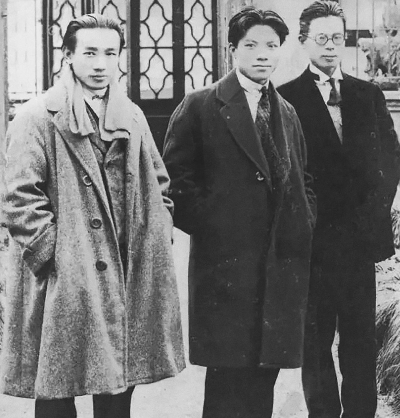 1920年代，国立艺术院创办人林风眠（左）、林文铮、吴大羽（右）